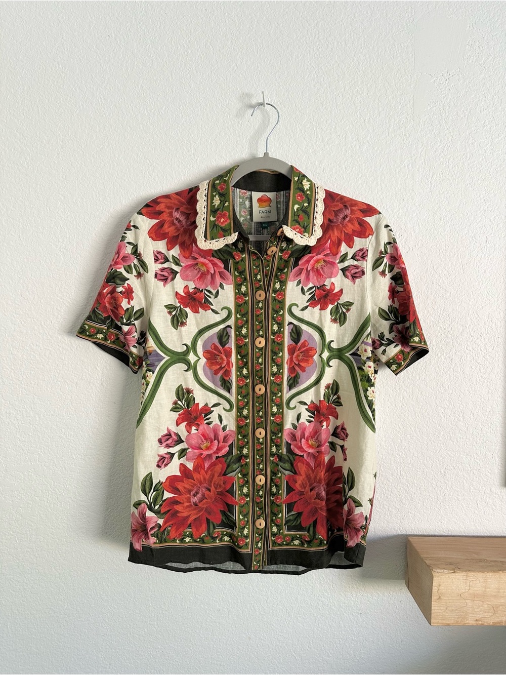 Farm Rio Wonder Rio Crochet Buttondown Shirt